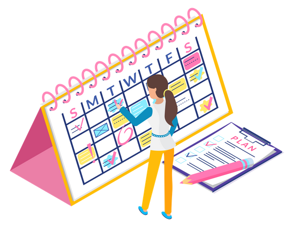 Event planning by businesswoman Illustration