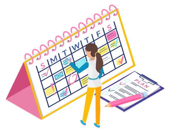 Event planning by businesswoman  Illustration
