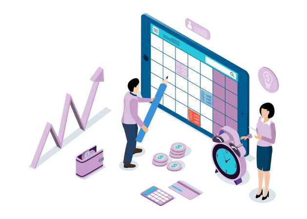 Eventplanung durch den Geschäftsmann  Illustration