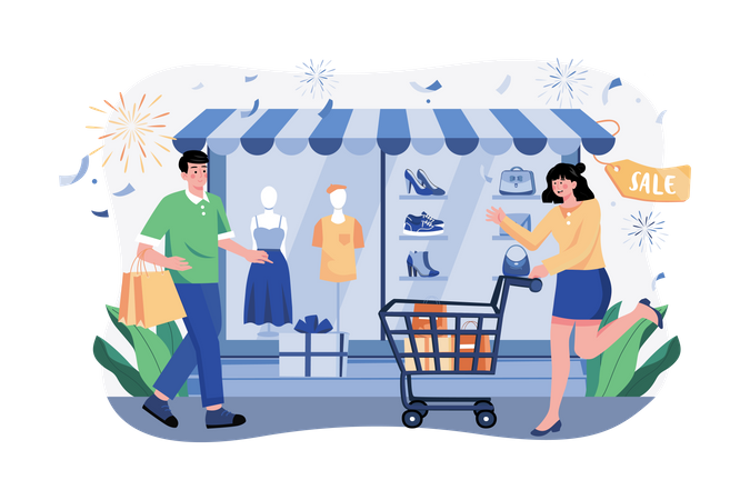 Everyone Happy New Year's Eve Shopping  일러스트레이션