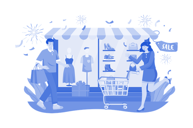 Everyone Happy New Year's Eve Shopping  일러스트레이션