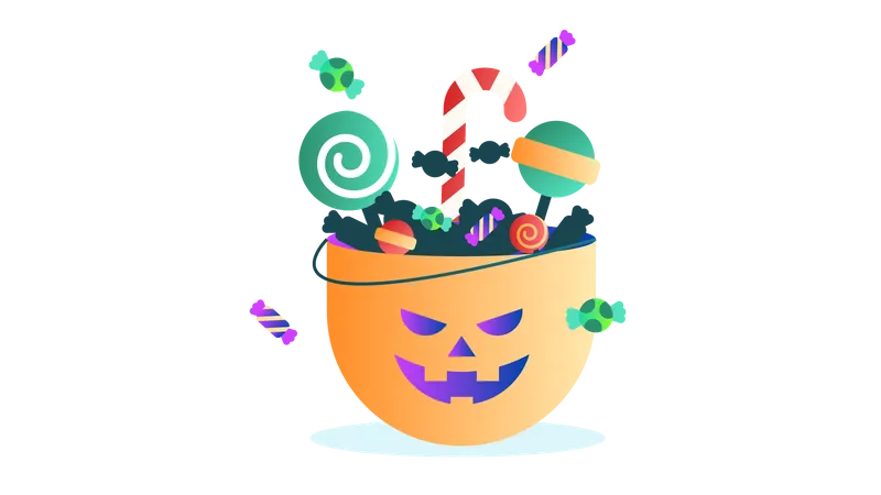 Evil Cauldron Candy Bag Illustration