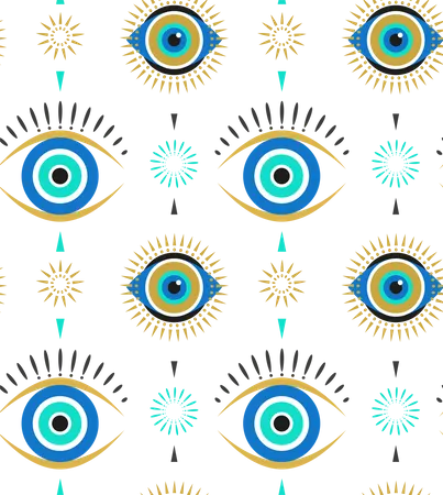 Evil Eyes Collection Contemporary Modern Trendy Vector Illustrations Home Decor Idea Seamless Pattern Illustration
