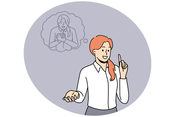 Evil inner self convince female employee  Illustration