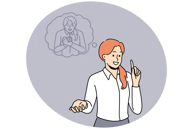 Evil inner self convince female employee  Illustration