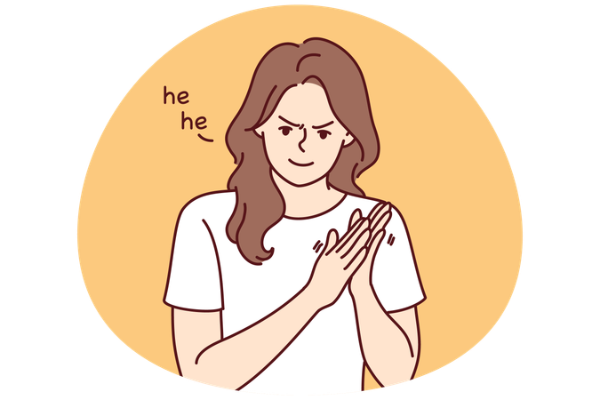 Evil young woman think of revenge  Illustration