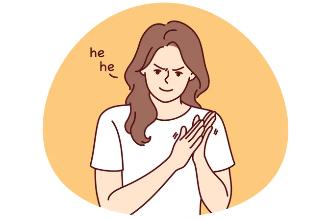 Evil young woman think of revenge  Illustration