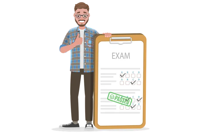 Flat Vector Conceptual Illustration Of Exam Result Knowledge Check Successful Goal Achievement Illustration