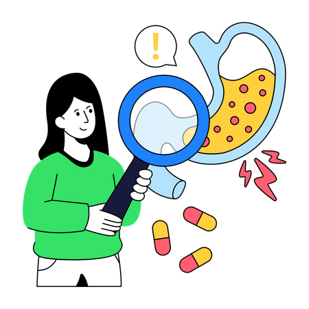 Exame de estômago feito por médico  Ilustração