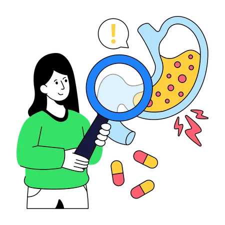 Exame de estômago feito por médico  Ilustração