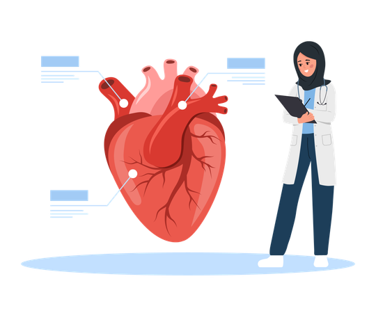 Exame médico feminino Doença cardíaca  Ilustração