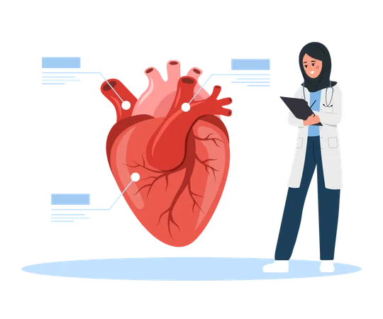 Exame médico feminino Doença cardíaca  Ilustração