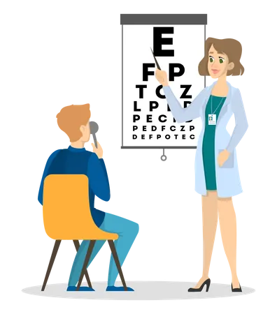 Exame oftalmológico no hospital  Ilustração