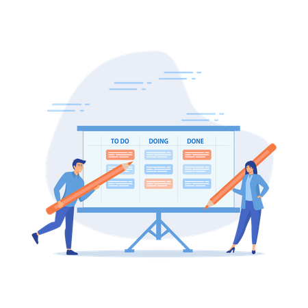 Examiner l'avancement des travaux sur le tableau Kanban  Illustration