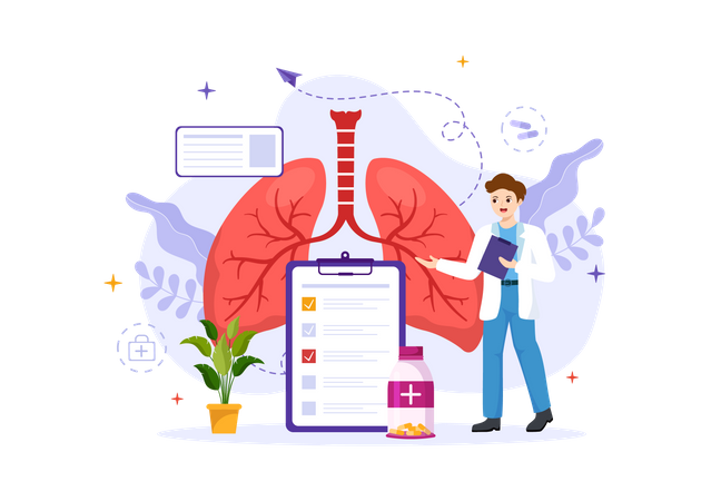 Examen de la maladie de l'asthme  Illustration