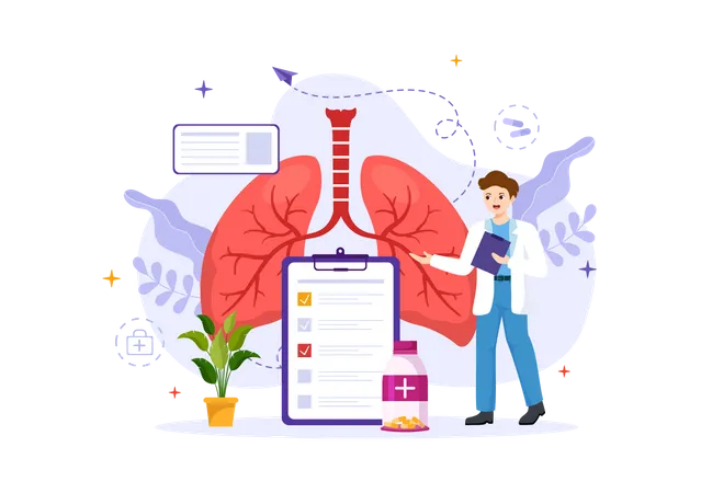 Examen de la maladie de l'asthme  Illustration