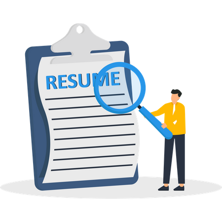 Examen du CV des candidats par le responsable du recrutement des ressources humaines des RH  Illustration