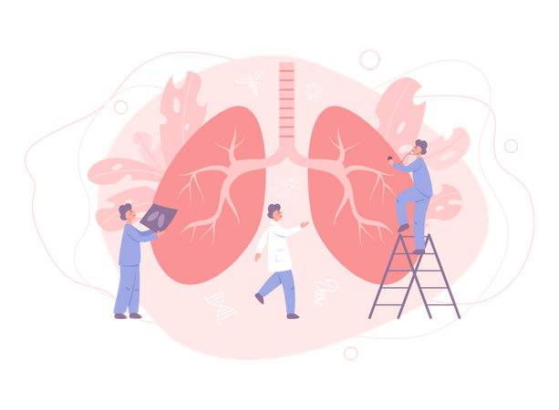 Examen et traitement des maladies pulmonaires  Illustration