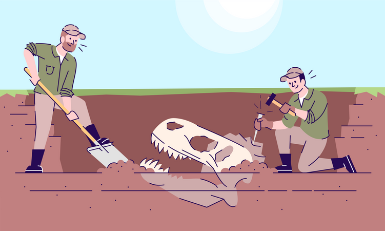 Excavaciones de animales fósiles  Ilustración