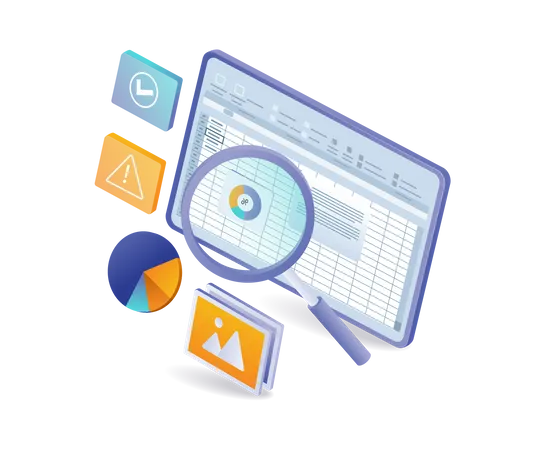Excel analyst application screen concept  Illustration