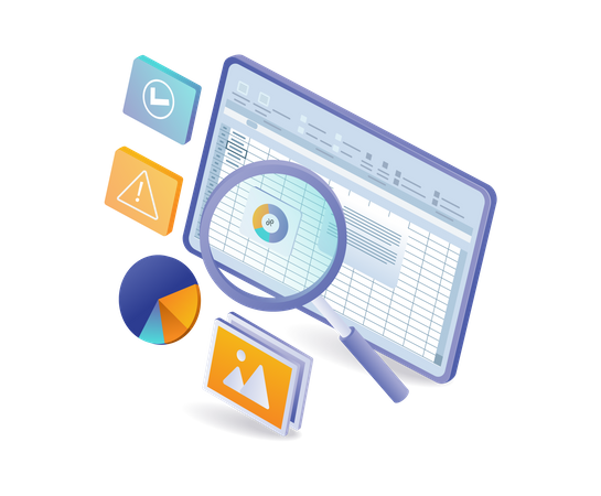 Excel analyst application screen concept  Illustration