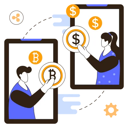 Troca de criptomoedas  Ilustração