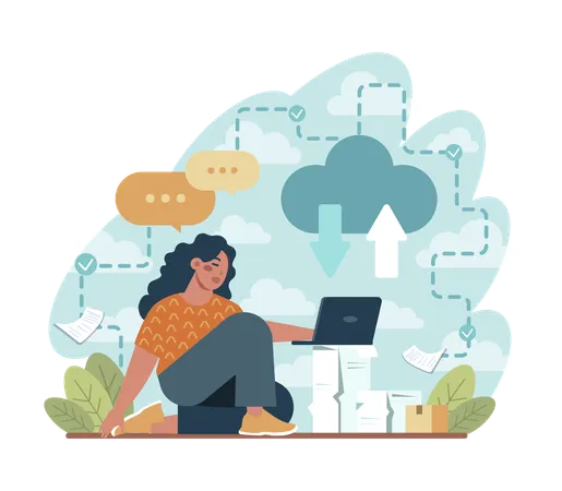 Exchange data from cloud  Illustration