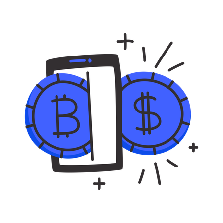 Exchange of cryptocurrency for money  Illustration