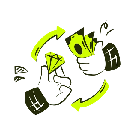 Exchanging Money For Jewelry  Illustration