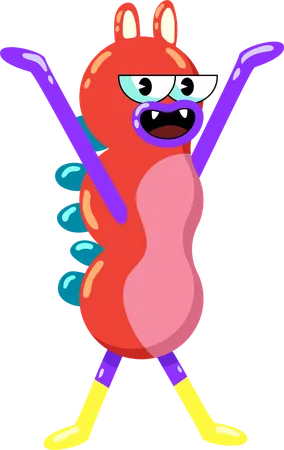 Slinky Vinny The Excitable Monster With Long Colorful Limbs Loves To Dance And Stretch Across Screens His Bright Eyes And Spirited Expression Make Him Perfect For Engaging And Playful Interactions Illustration