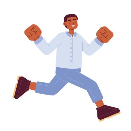 Excited african american male jumping  イラスト