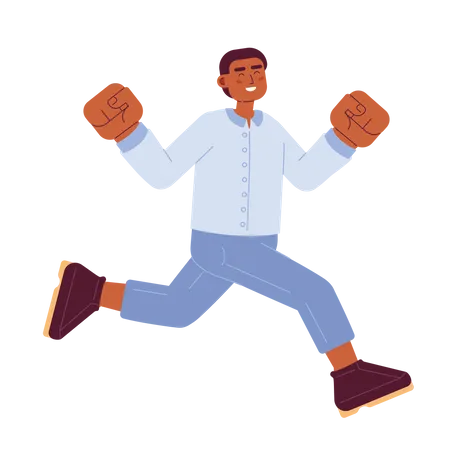 Excited african american male jumping  Illustration