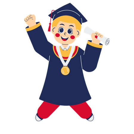 Excited Boy At Graduation  Illustration