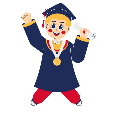 Excited Boy At Graduation  Illustration