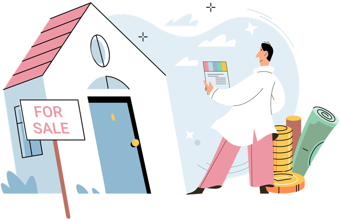 Excited buyer buying new house  Illustration