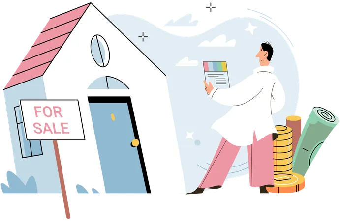 Excited buyer buying new house  Illustration