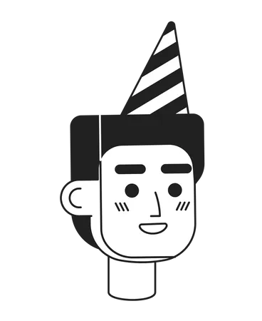 Excited caucasian man wearing party hat Illustration