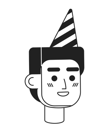 Excited caucasian man wearing party hat  Illustration