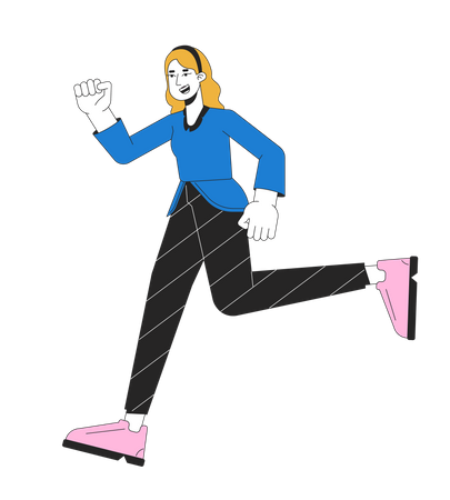 Excited caucasian woman running  Illustration