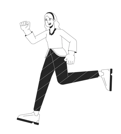 Excited caucasian woman running  Illustration