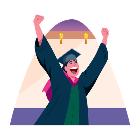 Excited graduate student  Illustration