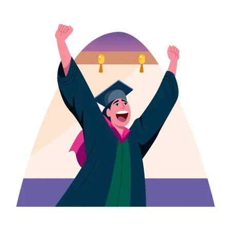 Excited graduate student  Illustration