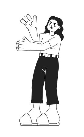 Excited latina woman stretching out hands  イラスト