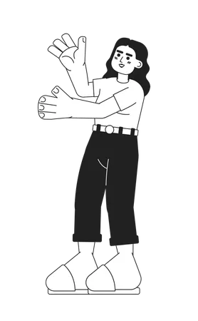 Excited latina woman stretching out hands  Illustration