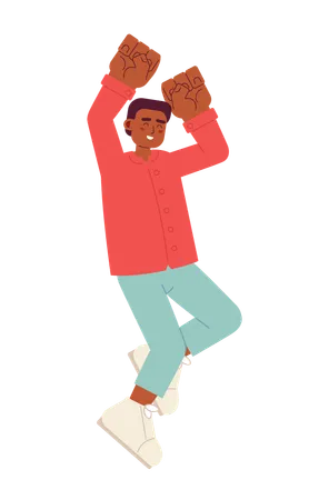 Black Guy Having Fun Semi Flat Color Vector Character Happy African American Man Excited Male Smiling Editable Full Body Person On White Simple Cartoon Spot Illustration For Web Graphic Design 일러스트레이션