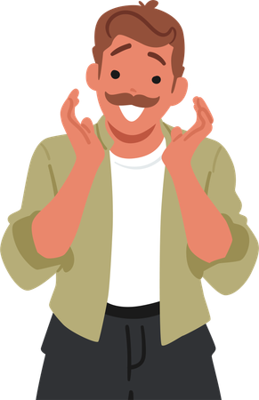 Excited man giving pose  Illustration