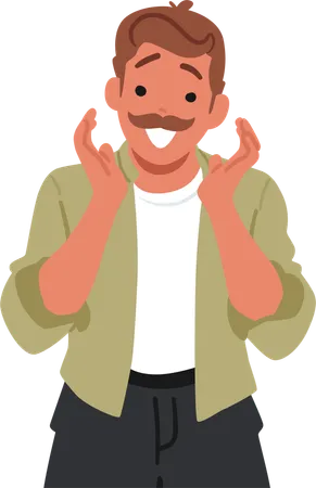 Excited man giving pose  Illustration