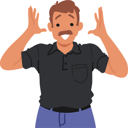 Excited man giving pose  Illustration