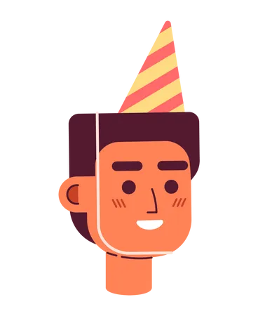 Excited man wearing birthday party hat Illustration