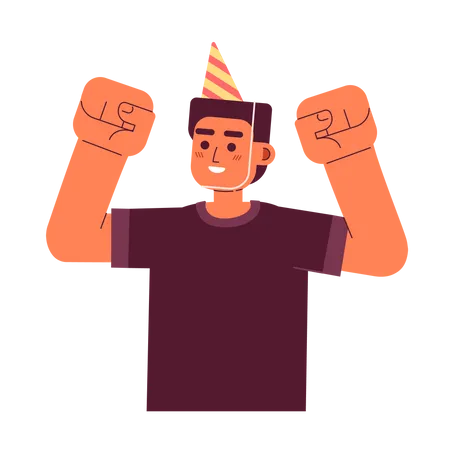 Excited man wearing party hat celebrating birthday  Illustration